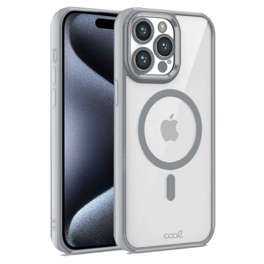 Cool Carcasa Magnética con Borde Plata para iPhone 15 Pro