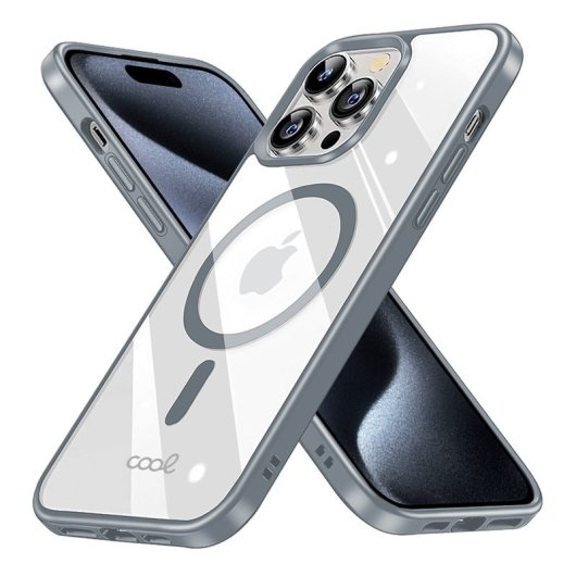 Cool Carcasa Magnética con Borde Plata para iPhone 15 Pro