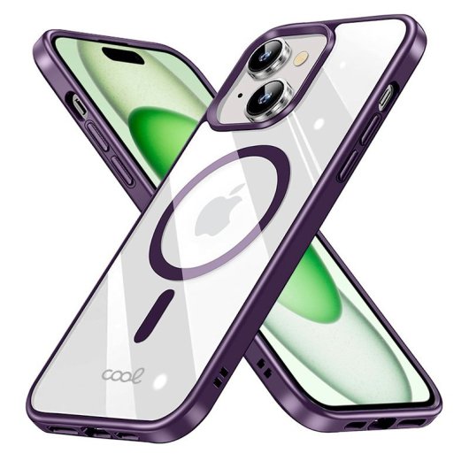 Cool Carcasa Magnética con Borde Violeta para iPhone 15 Plus