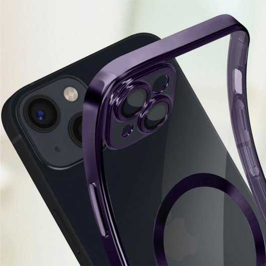 Cool Carcasa Magnética con Borde Violeta para iPhone 15 Plus