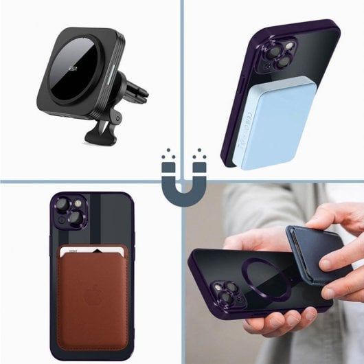 Cool Carcasa Magnética con Borde Violeta para iPhone 15 Plus