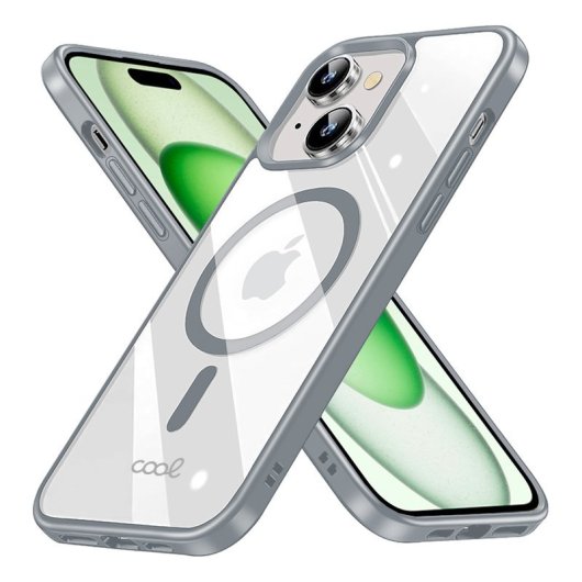 Cool Carcasa Magnética con Borde Plata para iPhone 15 Plus
