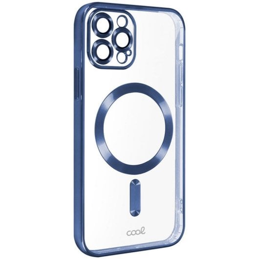 Cool Funda Magnética Transparente con Borde Azul Marino para iPhone 15