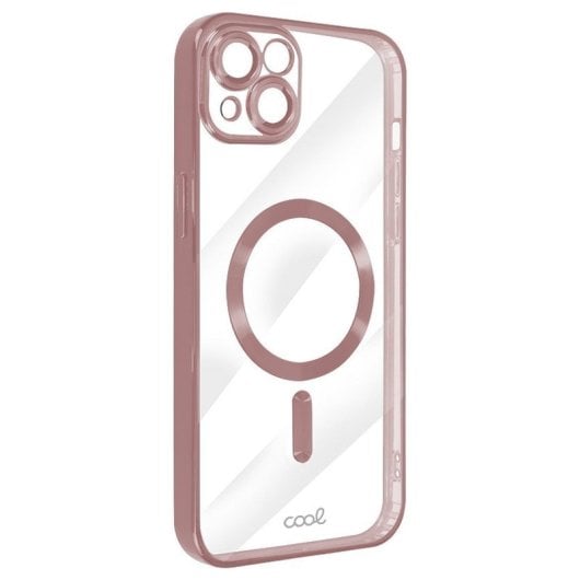 Capa magnética transparente legal com borda rosa para iPhone 15