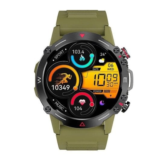 Montre Connectée Cool Adventure Bluetooth 46mm AMOLED Vert IP67 SpO2 Pulsomètre Appels