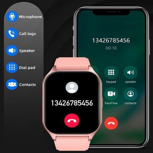 Cool Curved Bluetooth 49mm AMOLED Pink IP67 SpO2 Pulsuhr Schlafmonitor Blutdruckmesser