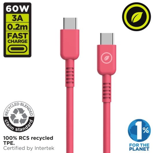 Muvit For Change Cabo USB-C para USB-C 3A/60W 0.2m Magenta