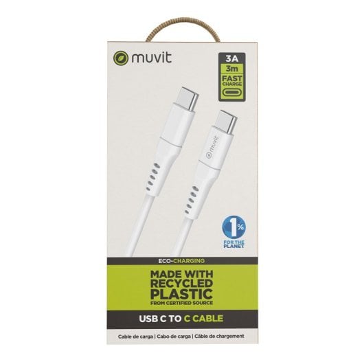 Muvit For Change Cabo USB-C para USB-C 3A/60W 3m Branco
