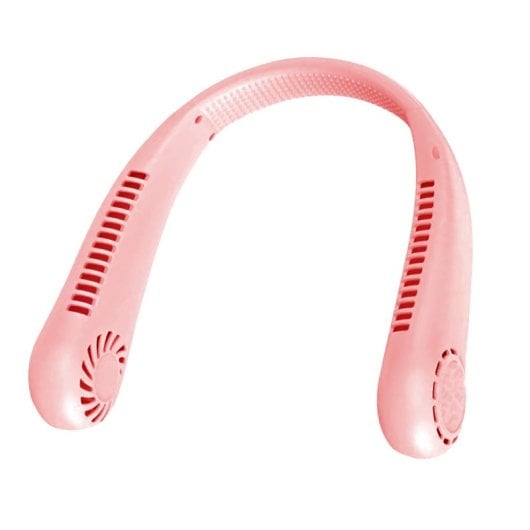 Klack Ventoinha de Pescoço Recarregável USB Ajustável 3 Velocidades 1200mAh Rosa