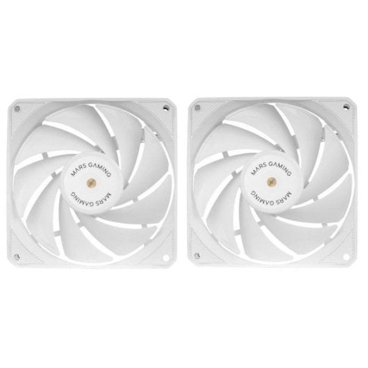 Mars Gaming MF-NCLX2 Kit 2 Ventiladores Ultrasilenciosos FDB 120mm Diseño Aspas Híbridas PWM Blanco