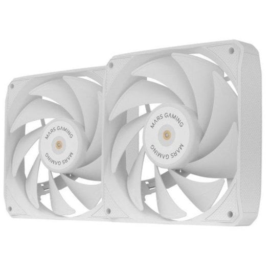 Mars Gaming MF-NCLX2 Kit 2 Ventiladores Ultrasilenciosos FDB 120mm Diseño Aspas Híbridas PWM Blanco