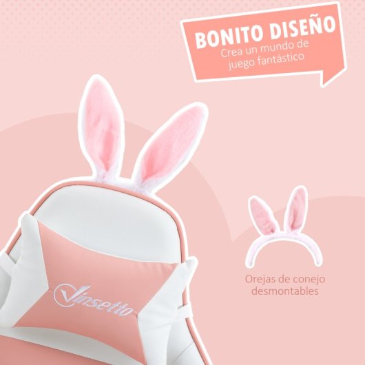 Vinsetto Silla Gaming Giratoria De Cuero Pu Con Altura Ajustable 65x63x136-142cm