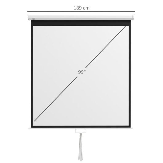 Homcom Pantalla De Proyector Manual 99 Pulgadas Formato 1:1 178x178 Cm Blanco