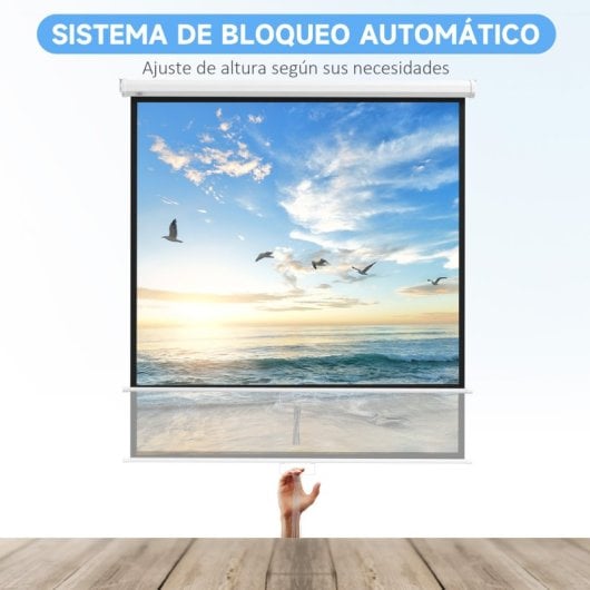 Homcom Pantalla De Proyector Manual 99 Pulgadas Formato 1:1 178x178 Cm Blanco
