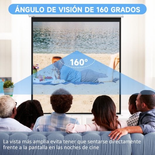 Homcom Pantalla De Proyector Manual 99 Pulgadas Formato 1:1 178x178 Cm Blanco