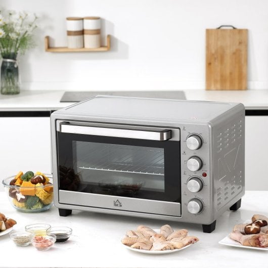 Homcom Mini Horno Eléctrico 32l 1600w 52,2x38,1x33,5 Cm Plata
