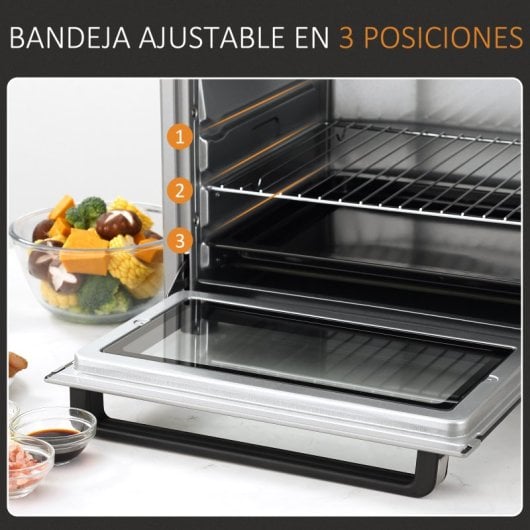 Homcom Mini Horno Eléctrico 32l 1600w 52,2x38,1x33,5 Cm Plata