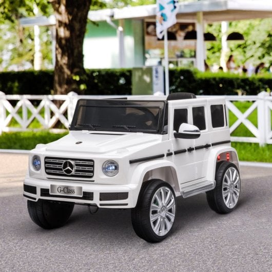 Homcom Coche Eléctrico Para Niños De +3 Años Benz G500 Carga 30 Kg Blanco