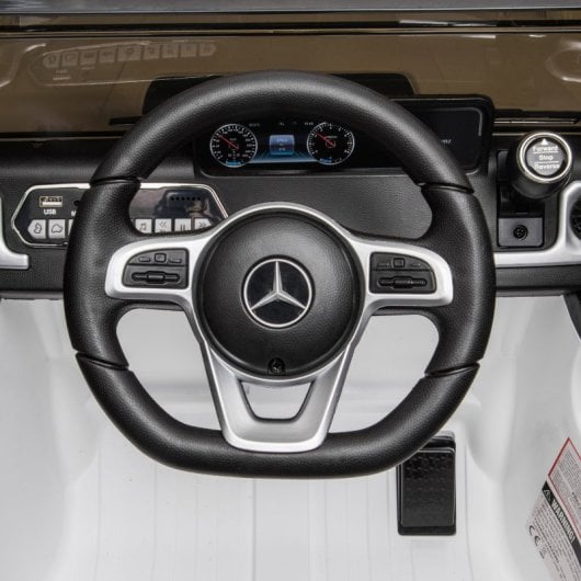 Homcom Coche Eléctrico Para Niños De +3 Años Benz G500 Carga 30 Kg Blanco