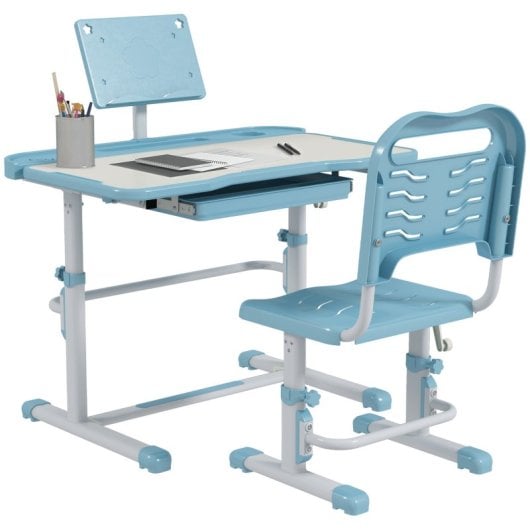 Zonekiz Juego De Escritorio Y Silla Para Niños 80x49,5x82-104 Cm Azul Y Blanco