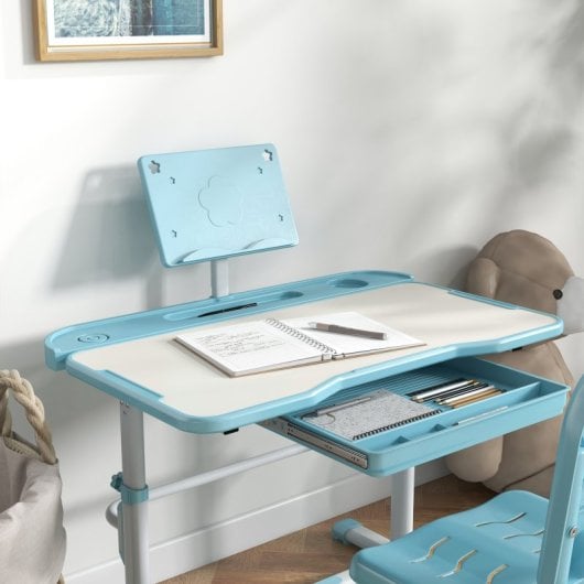 Zonekiz Juego De Escritorio Y Silla Para Niños 80x49,5x82-104 Cm Azul Y Blanco