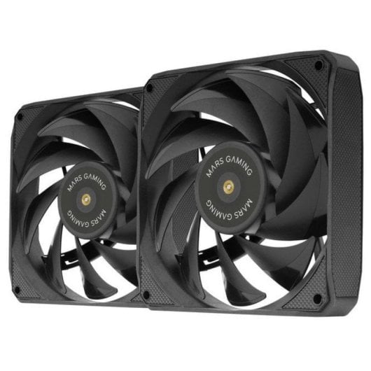 Mars Gaming MF-NCLX2 Kit 2 Ventoinhas Ultra-Silenciosas FDB 120mm Design de Pás Híbridas PWM Pretas