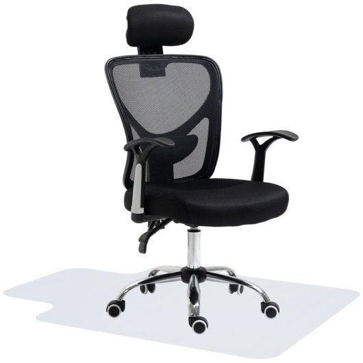 Homcom Conjunto De 1 Silla De Oficina Y Alfombra Protectora De Suelo