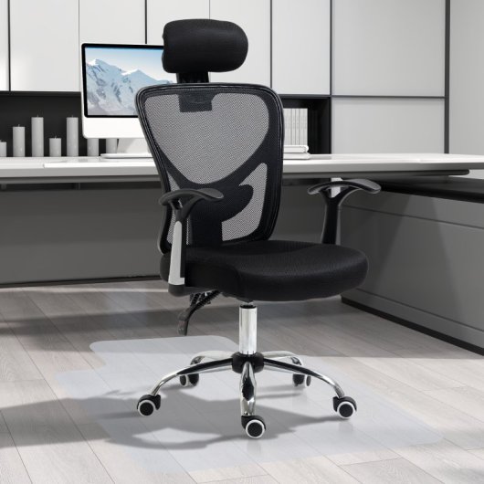 Homcom Conjunto De 1 Silla De Oficina Y Alfombra Protectora De Suelo