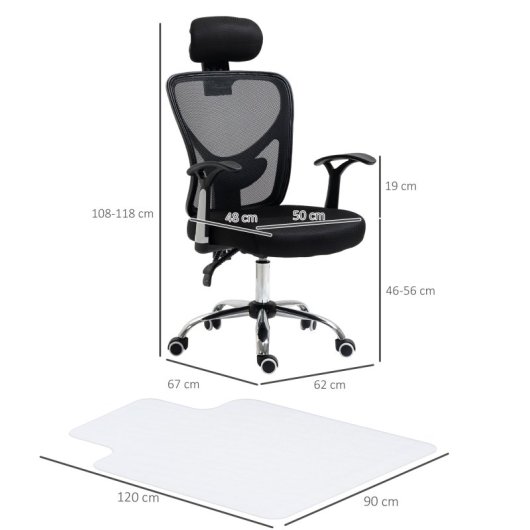 Homcom Conjunto De 1 Silla De Oficina Y Alfombra Protectora De Suelo