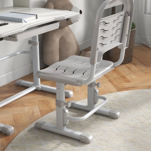 Zonekiz Conjunto de Secretária e Cadeira Infantis 80x54,5x82-104cm Cinzenta/Branca