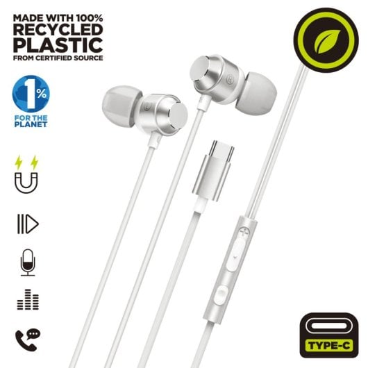 Muvit For Change M32 Cuffie stereo USB-C magnetiche bianche