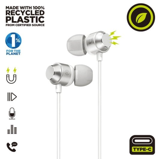 Muvit For Change M32 Cuffie stereo USB-C magnetiche bianche