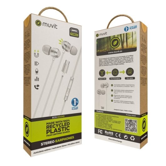 Muvit For Change M32 Cuffie stereo USB-C magnetiche bianche