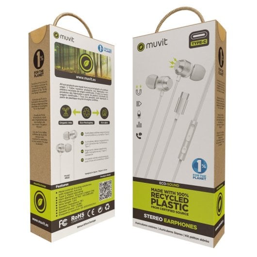 Muvit For Change M32 Cuffie stereo USB-C magnetiche bianche