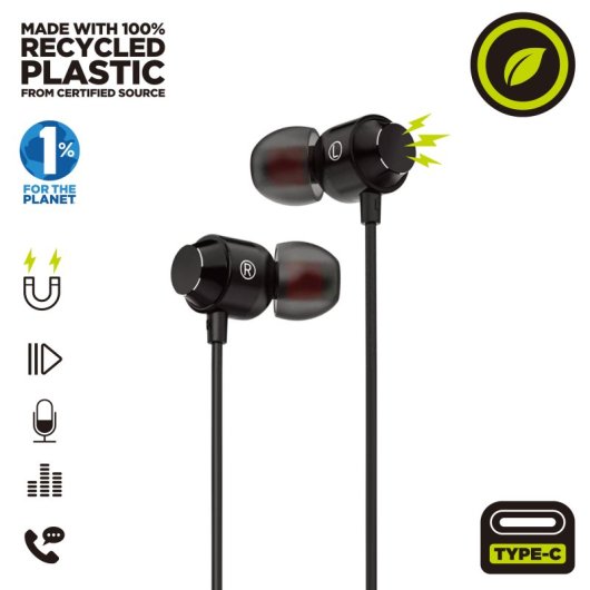 Muvit For Change M32 Auriculares Estéreo USB-C Magnéticos Negros
