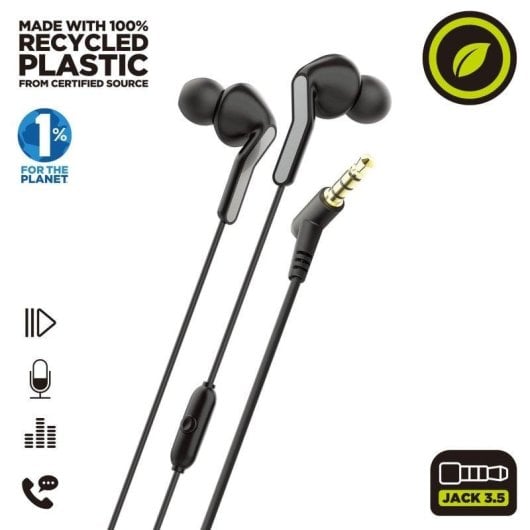 Auriculares Muvit E57 avec fil Jack 3.5mm avec microphone ergonomiques noirs