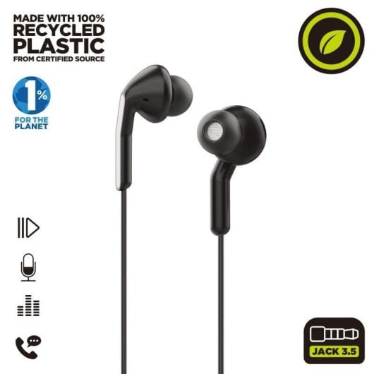 Auriculares Muvit E57 avec fil Jack 3.5mm avec microphone ergonomiques noirs