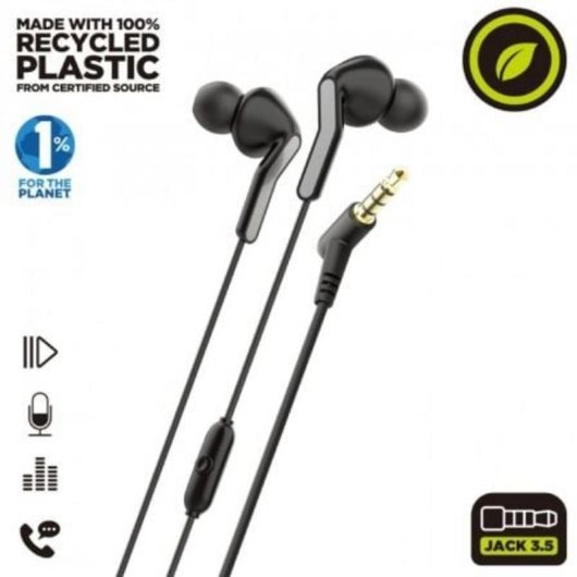 Auriculares Muvit E57 avec fil Jack 3.5mm avec microphone ergonomiques noirs