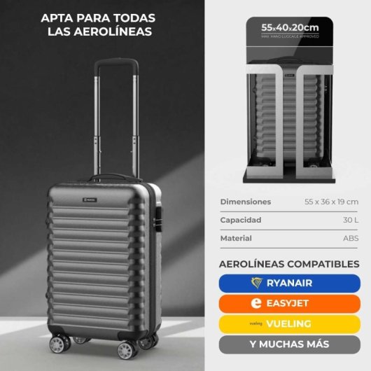 Numada Upfly Maleta de Cabina 30L ABS XS (55x36x19cm) Gris