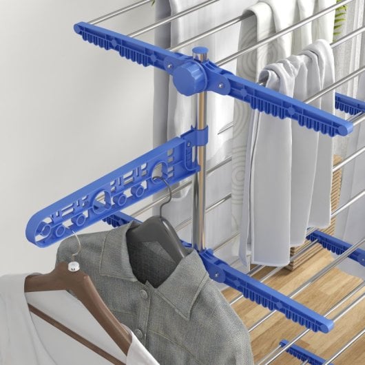 Homcom Tendedero Vertical Plegable De 4 Niveles Con 6 Ruedas Azul