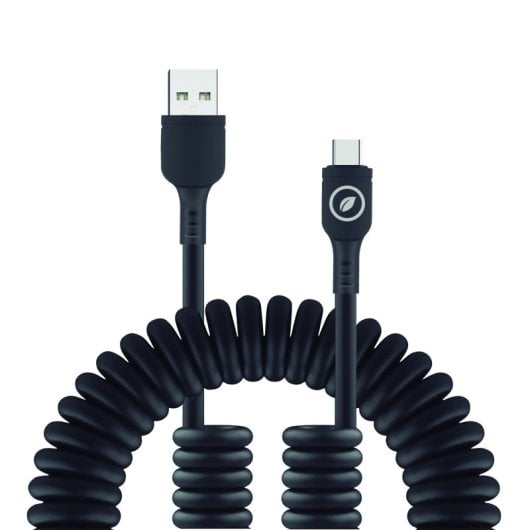 Muvit For Change Cabo Encaracolado USB para USB-C 3A/60w 1,2m Preto