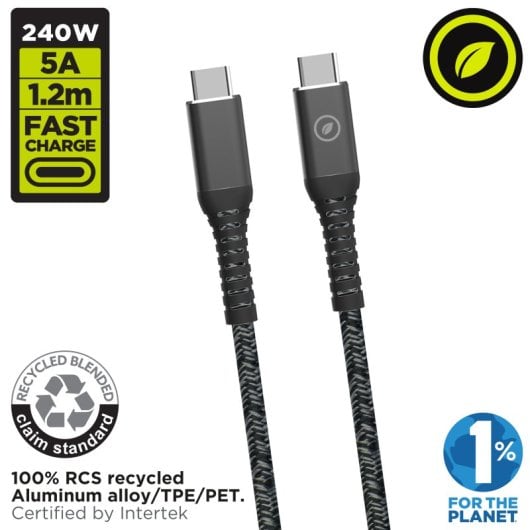 Muvit For Change Kabel USB-C auf USB-C 5A/240W 1,2m Schwarz