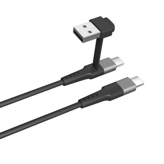 Muvit For Change Cabo USB-C + USB para USB-C 3A/15W 1,2m Preto