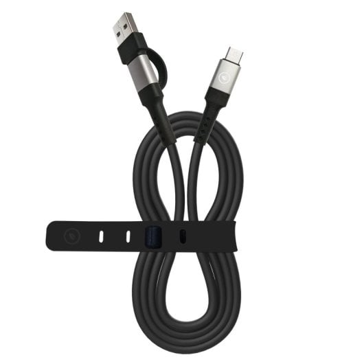 Muvit For Change Cabo USB-C + USB para USB-C 3A/15W 1,2m Preto