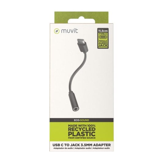 Muvit For Change Adaptador USB-C a Jack 3.5mm Negro