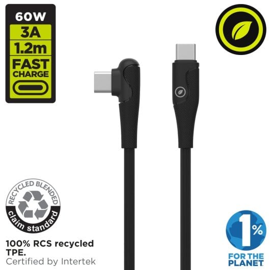 Muvit For Change Kabel USB-C auf USB-C 3A/60W 1,2m Schwarz