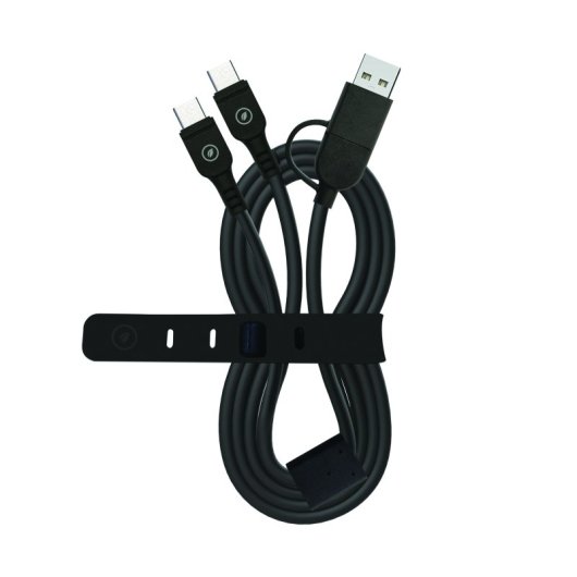 Muvit For Change Cable USB-C + USB a 2x USB-C 3A/60W 1m Negro
