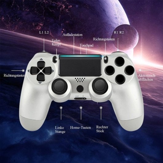 Kinsi P4YXSB Gamepad Compatible con PS4 Gris Plata