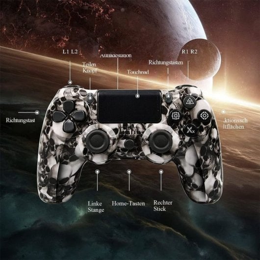 Kinsi P4YXSB Gamepad Compatible con PS4 Cabeza de Fantasma