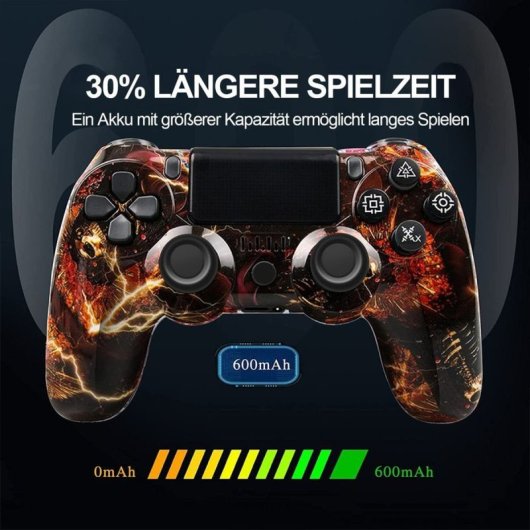 Kinsi P4YXSB Gamepad Compatible con PS4 Fantasma de Fuego